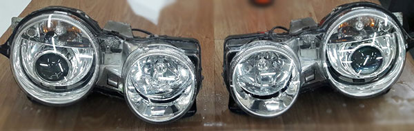 Фари ягуара після полірування.